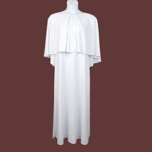 Eloquii Womens White Cape Side Slit Jersey Midi Dress Size 16 NWT